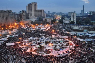 Egyptians gathered in Tahrir Square on Feb. 9, 2011, calling for democratic reforms.