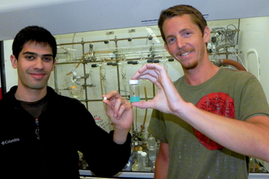 Nisarg J. Shah and Stephen W. Morton in a lab