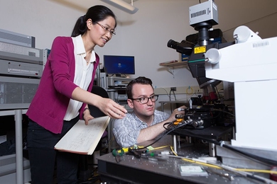 Translational Postdoctoral Fellows Xiaoting Jia and Michael Georgas are learning how to translate their research in RLE into private enterprises. Jia is working on fiber-based neural interface devices; Georgas is exploring integrated photonics.