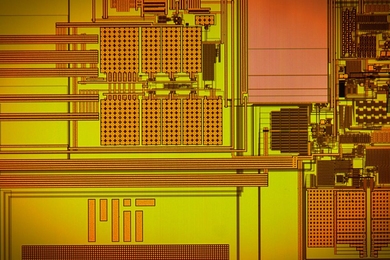 The MIT researchers' prototype for a chip measuring 3 millimeters by 3 millimeters.