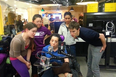 Kate Tatar, Esther Jang, Shirlene Liew, Ned Burnell, and Adriana Mallozzi at the MIT ATHack.