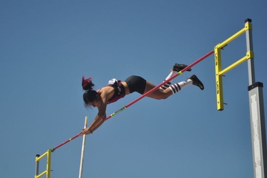 MIT's Cimran Virdi pole vaulting