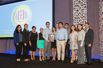 Students and faculty from MIT accept their Hispanic Association of Colleges and Universities award.