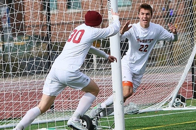 The MIT men's soccer team hosted and won its first two games in the 2015 NCAA Division III Men's Soccer Championship.