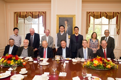 Standing: (l-r) Associate Professor Nicholas Fang; Professor Emeritus Borijove B. Mikic; Nam P. Suh Professor Seth Lloyd; Associate Professor Xuanhe Zhao; Assistant Professor Jeehwan Kim; Professor Anette “Peko” Hosoi; Quentin Berg Professor of Mechanics Rohan Abeyaratne. Seated: (l-r) MechE department head Professor Gang Chen, Carl Richard Soderberg Professor of Power Engineering Neil Pappala...