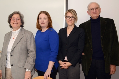 Moderator Susan Solomon and panelists Noelle Selin, Jessika Trancik, and Henry Jacoby explored the implications of the global climate agreement in Paris.