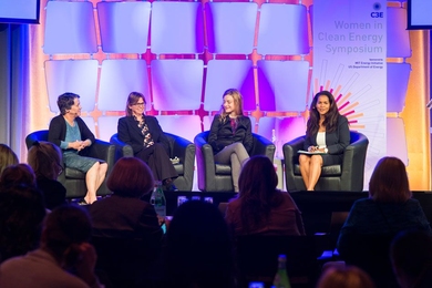 The "Clean Energy Technology Frontiers" panel at the C3E Women in Clean Energy Symposium.