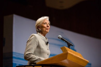 Christine Lagarde, managing director of the International Monetary Fund, speaks at the spring 2016 Karl Taylor Compton Lecture.
