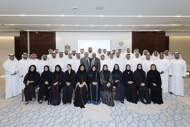 The May 2016 Radical Innovation class in Dubai along with MIT's Professor Sanjay Sarma and MIT Professional Education Executive Director Bhaskar Pant (standing, center). 
