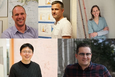 Clockwise from top left: Oliver Jagoutz, Markus Klute, Elizabeth Nolan, Philippe Rigollet, Feng Zhang