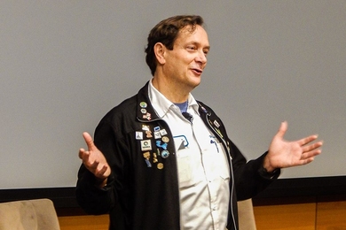 Keynote speaker George Hawkins, CEO and general manager of DC Water, presents at the fifth annual MIT Water Summit, hosted by the MIT Water Club.