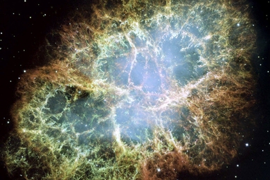 This mosaic image of the Crab Nebula was taken by NASA's Hubble Space Telescope. Features of this nebula and other astrophysical phenomena are being studied at MIT's Plasma Science and Fusion Center.