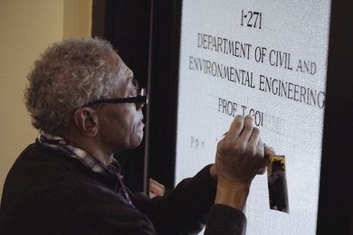 Glenn Silva has been hand-painting names and numbers on MIT doors for over two decades.
