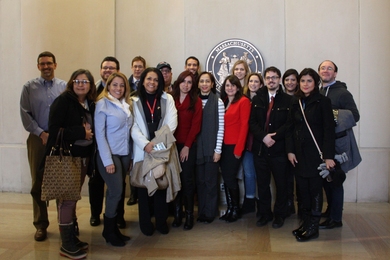 MIT Concrete Sustainability Hub Executive Director Jeremy Gregory (far left) welcomes the Panamanian U.S. Trade and Development Agency Global Procurement Initiative delegation from Panama.