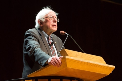 In a March 31 talk at MIT, U.S. Senator Bernie Sanders discussed his experiences as a presidential candidate and his thoughts about the political process.