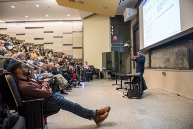 Mobileye co-founder Amnon Shashua PhD '93 delivered a lecture on autonomous driving at MIT on March 27.