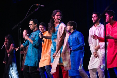 The MIT Ohms a cappella group utilizes sounds from all kinds of South Asian music, occasionally mixing Western pop with Bollywood pop, grafting the songs to classical roots, and growing their own modern music.
