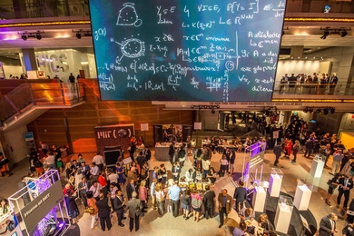 Guests at MIT's Better World event at the Newseum explored exhibits highlighting MIT invention and innovation. 