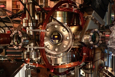 This vacuum chamber with apertures for several laser beams was used to cool molecules of sodium-potassium down to temperatures of a few hundred nanoKelvins, or billionths of a degree above absolute zero. Such molecules could be used as a new kind of qubit, a building block for eventual quantum computers.
