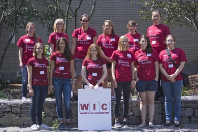 MIT Women in Chemistry members led the second annual Scientist for a Day camp at MIT. Top row (l-r): Amanda Stubbs, Allena Goren, Krysta Dummit, Carly Schissel, Lexie McIsaac, and Jessica Lamb. Second row (l-r): Jessica Carr, Sophie Bertram, Nicole Moody, Kristin Zuromski, Michelle MacLeod, and Anna Ponomarenko