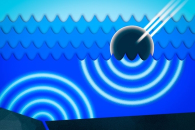 Acoustic-gravity waves are sound waves that are typically produced by high-impact sources such as underwater explosions or surface impacts. Usama Kadri and his colleagues carried out experiments to see whether objects hitting a water’s surface produced a characteristic pattern in acoustic-gravity waves.