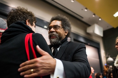 Philosopher Cornel West at MIT giving a talk, “Speaking Truth to Power!” on Feb. 7.
