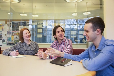 Left to right: Senior Lecturer Dawn Wendell and seniors Gabriel Ginorio and Drew Bent launched the x-terms spring pilot.