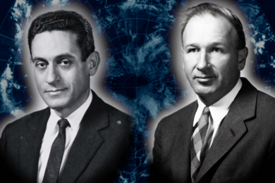 MIT professors Jule Charney (left) and Edward Lorenz