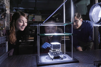 A proof-of-concept MIT prototype of a sun-powered device extracts drinking water from the desert air in Tempe, Arizona.