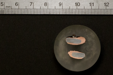 A sample of nearly pure copper is deposited on an iron electrode after extraction through an electrochemical process developed by researchers in the lab of MIT Associate Professor Antoine Allanore.