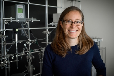 Kristin Bergmann in her lab at MIT