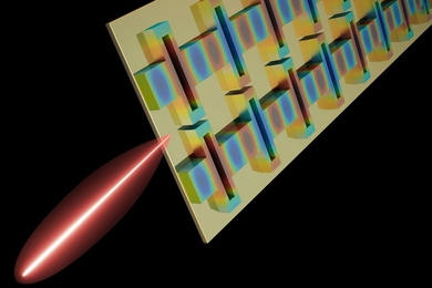 A tiny terahertz laser designed by MIT researchers is the first to reach three key performance goals at once: high power, tight beam, and broad frequency tuning.