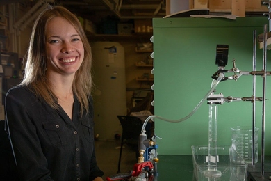Graduate student Julia Sokol is working on making drip irrigation cheaper and more efficient at MIT’s Global Engineering and Research (GEAR) Lab.    