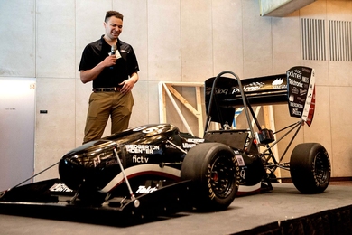 Jeremy Noel talks about improvements made to this year’s MIT Motorsports racing car, including converting the car to four-wheel drive. 