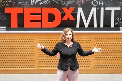 MIT Professor Daniela Rus, director of the Computer Science and Artificial Intelligence Laboratory, kicked off an all-female lineup of speakers at TEDxMIT.
