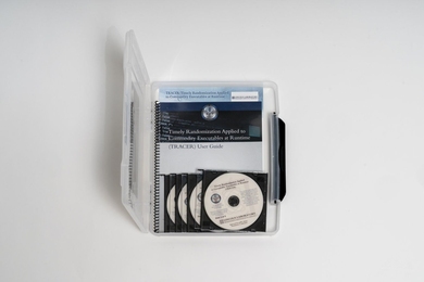 TRACER (Timely Randomization Applied to Commodity Executables at Runtime) software, seen in its packaging, is straightforward to install on systems running Windows.