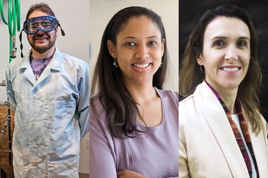 Left to right: MIT alumni Gergely "Greg" Sirokman PhD '07, Kristala Prather '94, and Sarah Moran '95 