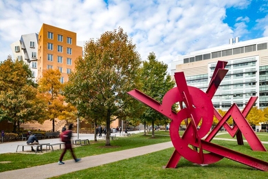 Hockfield Court is one of the major gateways to campus from Main Street and Kendall Square.