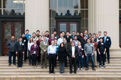 Attendees joined a group photo at the 2019 MIT Alloy Design Workshop, which focused on bridging scale gaps, enabling complex alloy design through the understanding of fundamental nanoscale mechanisms of plasticity and fracture mechanics.