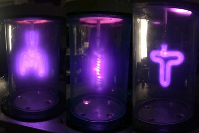 At an IAP workshop in the new nuclear makerspace, "MIT Nucleus," participants created fusors, devices that use an electric field to accelerate ions to energies high enough to fuse nuclei, giving off a purple glow. 
