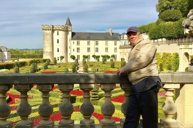 Clinical trial participant Frank Lovell vacations at Chateau Villandry, France.