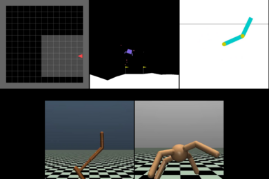MIT researchers used machine learning to find entirely new algorithms for encoding exploration. Their machine-designed algorithms outperformed human-designed algorithms on the wide range of simulated tasks and environments shown here. 