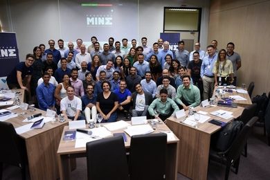 MINE Program students and other program participants at a hackathon in Salvador, Brazil, are pictured here before the Covid-19 pandemic interrupted such gatherings.