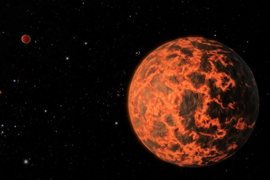 In our solar system, the “ice giants” Neptune and Uranus are far less dense than rocky Venus and Earth. But astrophysicists on NASA’s TESS mission have now found an exoplanet, TOI-849b, that appears to be 40 times more massive than Earth, yet just as dense. This illustration depicts the exoplanet, UCF-1.01. Like TOI-849b, this exoplanet also orbits close to a star and is like “hot Neptune....