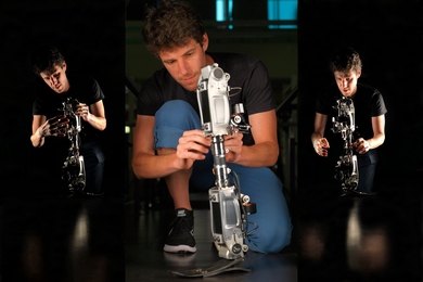 Matt Carney, together with a team of researchers from the Media Lab's Biomechatronics group, designed and built the robotic prothesis featured in the new U.S. postage stamp.