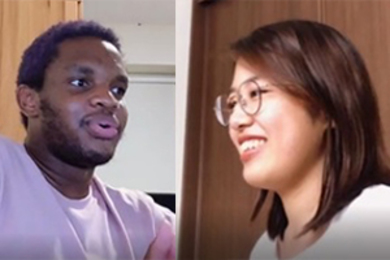 Mojolaoluwa Oke and his Tokyo Tech language partner, Kano Kajie