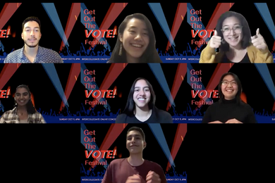 A grid of screen captures of seven student organizers