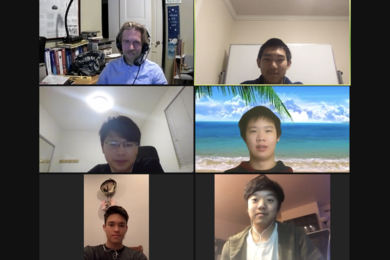 Zoom screenshot of winning science bowl team