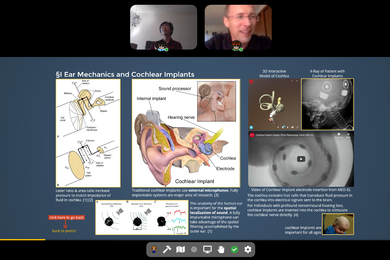 Screenshot of student John Zhang video chatting with Mathias Kolle