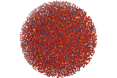 An illustration of carbon emissions represented as a sphere of colored balls